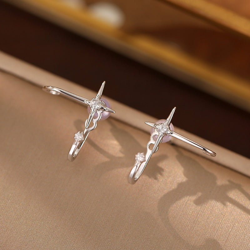 Shooting Star Dangle Earrings 925 Sterling Silver Korean Style Wholesale Jewelry (5 Pairs)
