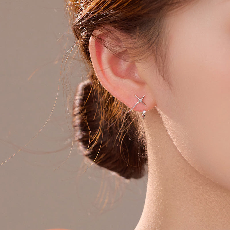Shooting Star Dangle Earrings 925 Sterling Silver Korean Style Wholesale Jewelry (5 Pairs)