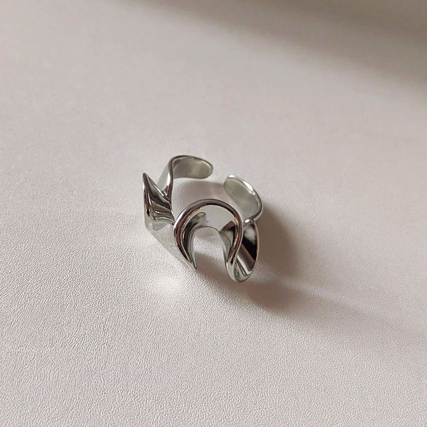 Brass Jewelry Wholesale Silver Adjustable Rings for Women Abstract Design Set of 5