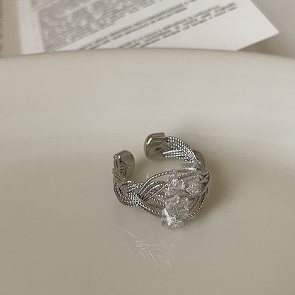 Wholesale Wire Wrapped Rings Silver Crystal Adjustable Jewelry Bulk Set