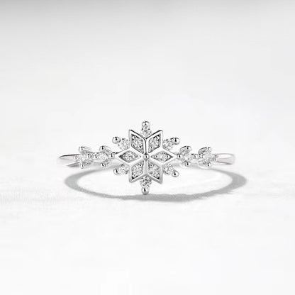 925 sterling silver Snowflake Rhinestone Ring