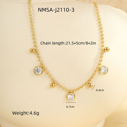 Wholesale 5 Piece Stainless Steel Cubic Zirconia Anklet Set Beach Fashion