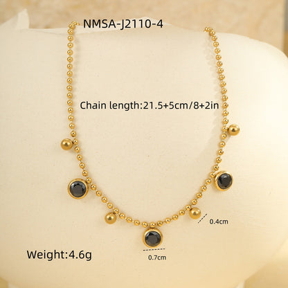 Wholesale 5 Piece Stainless Steel Cubic Zirconia Anklet Set Beach Fashion