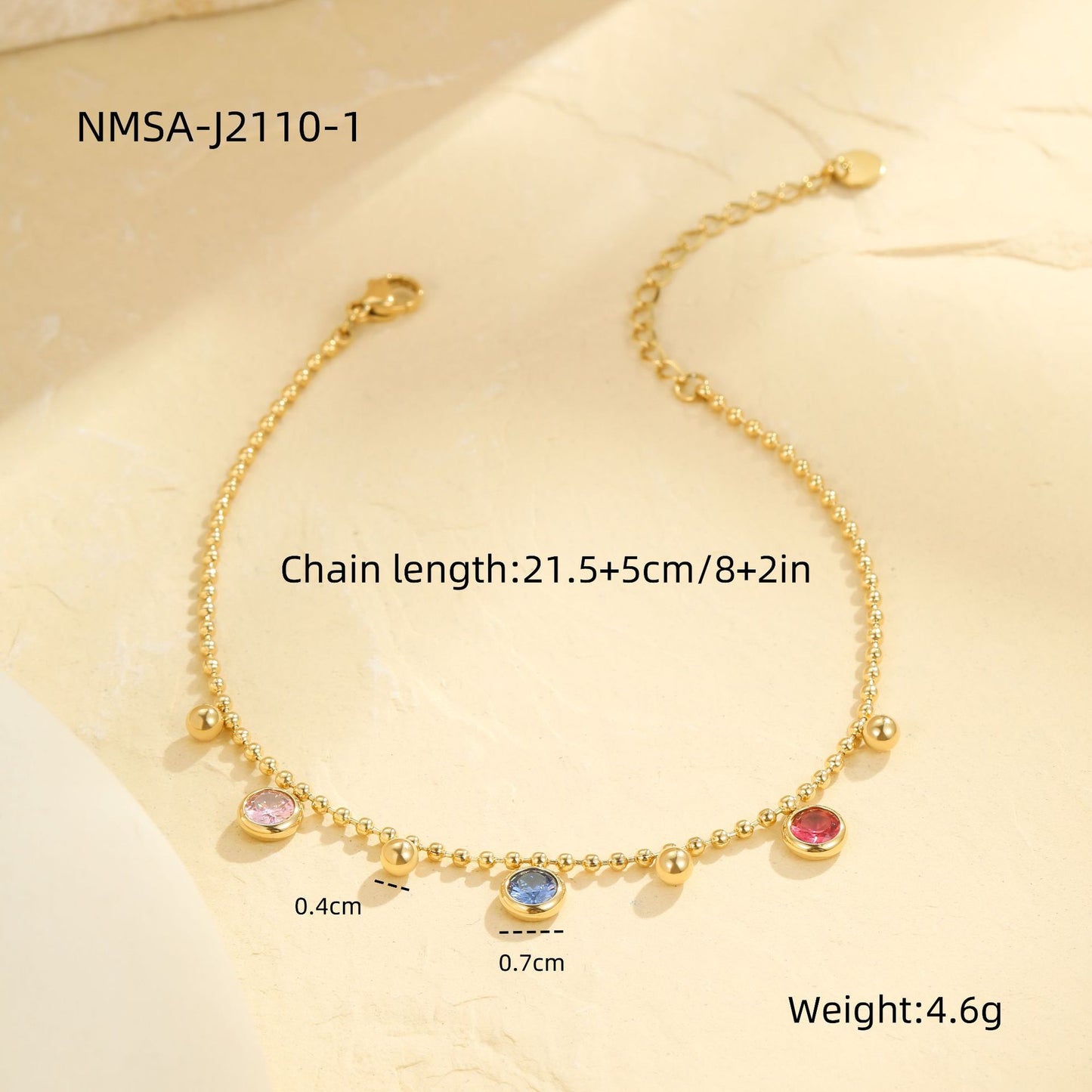 Wholesale 5 Piece Stainless Steel Cubic Zirconia Anklet Set Beach Fashion