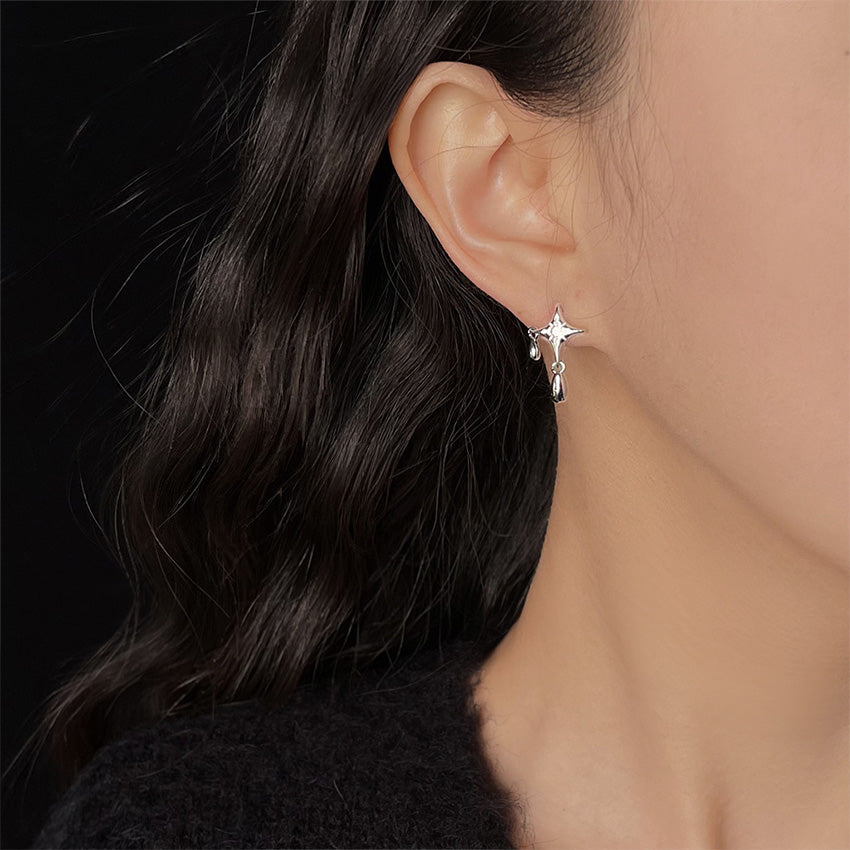 Star Drop Earrings CZ 925 Silver Needle brass jewelry wholesale trendy dangle earrings for women