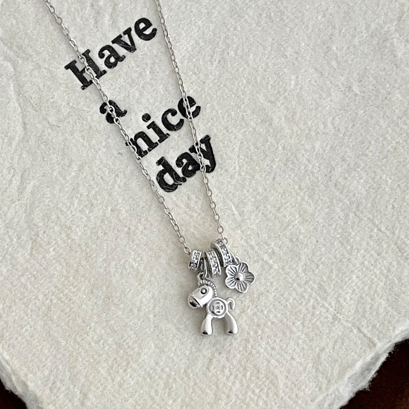 silver pony necklace animal pendant necklace gift ideas for her