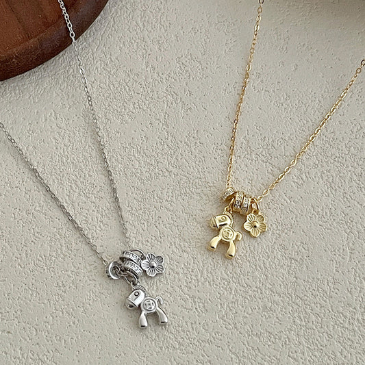 sterling silver pony necklace dainty necklace silver pendant necklace