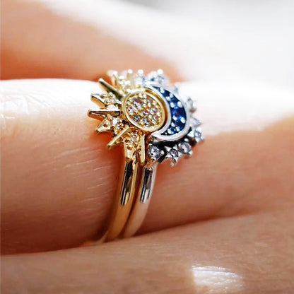 Sun & Moon Harmony: 925 Sterling Silver Solar System Ring