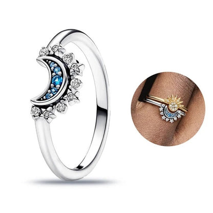 Sun & Moon Harmony: 925 Sterling Silver Solar System Ring