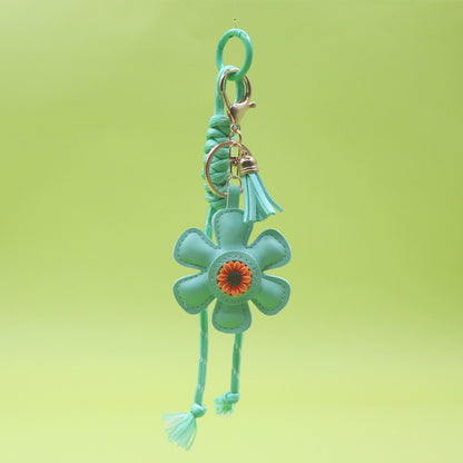 Sunflower keychain with tassel and strap blue wholesale