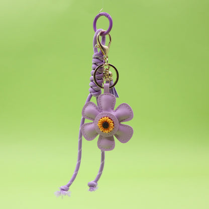Sunflower keychain with tassel and strap purple wholesale