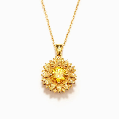 Sunflower Zircon Necklace 925 sterling silver gold plating wholesale jewelry JR fashion