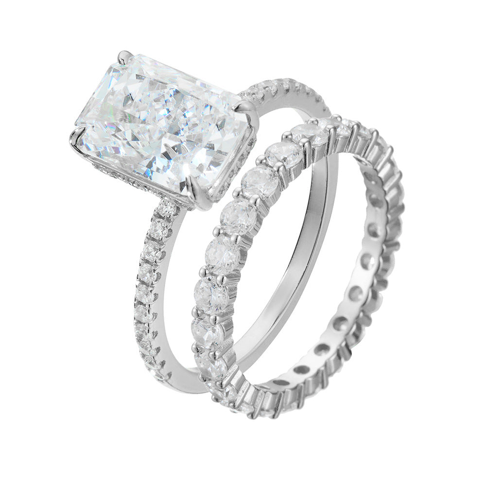 Silver engagement ring wholesale with cubic zirconia cushion cut design Taylor Swift wedding ring inspired jewelry