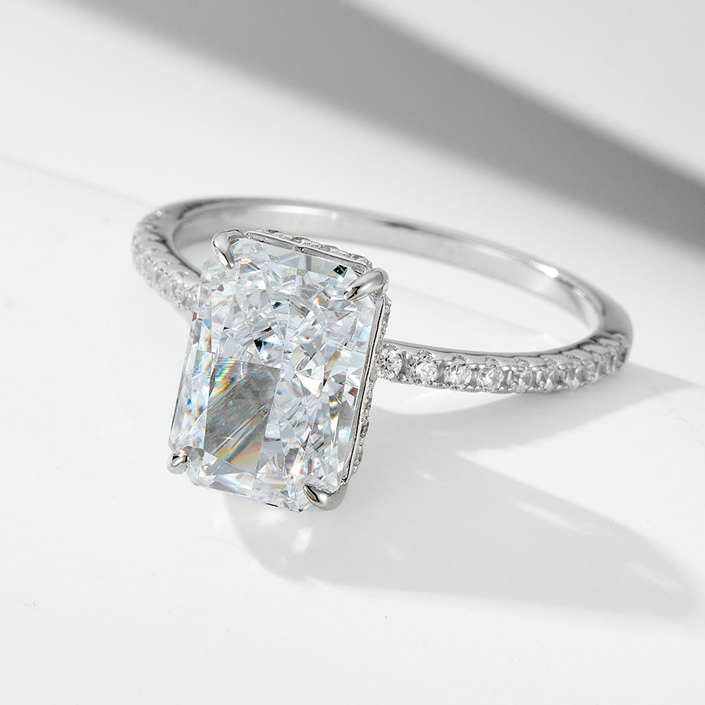Wholesale anniversary rings for her Taylor Swift inspired cushion cut CZ engagement and eternity band