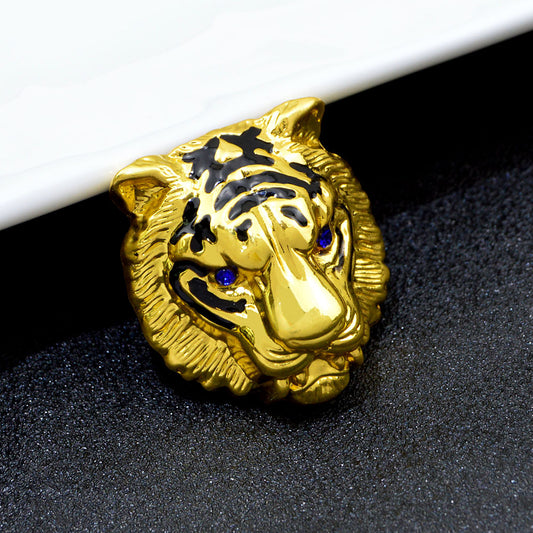 Painted Oil Tiger Head Brooch – Fashion Animal Pin (5 pcs)