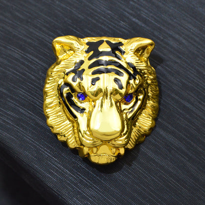 Painted Oil Tiger Head Brooch – Fashion Animal Pin (5 pcs)