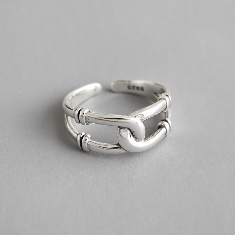 Elegant vintage 925 silver ring styled with kpop fashion for minimalist jewelry wholesale collections