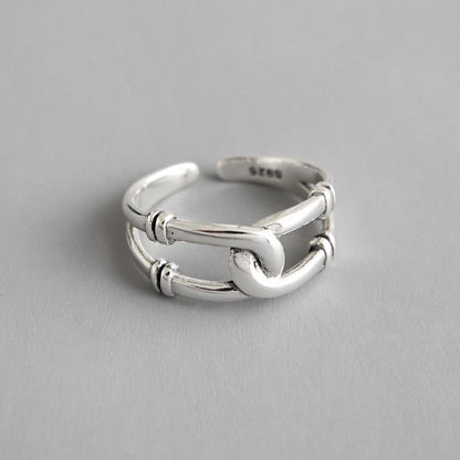 Elegant vintage 925 silver ring styled with kpop fashion for minimalist jewelry wholesale collections