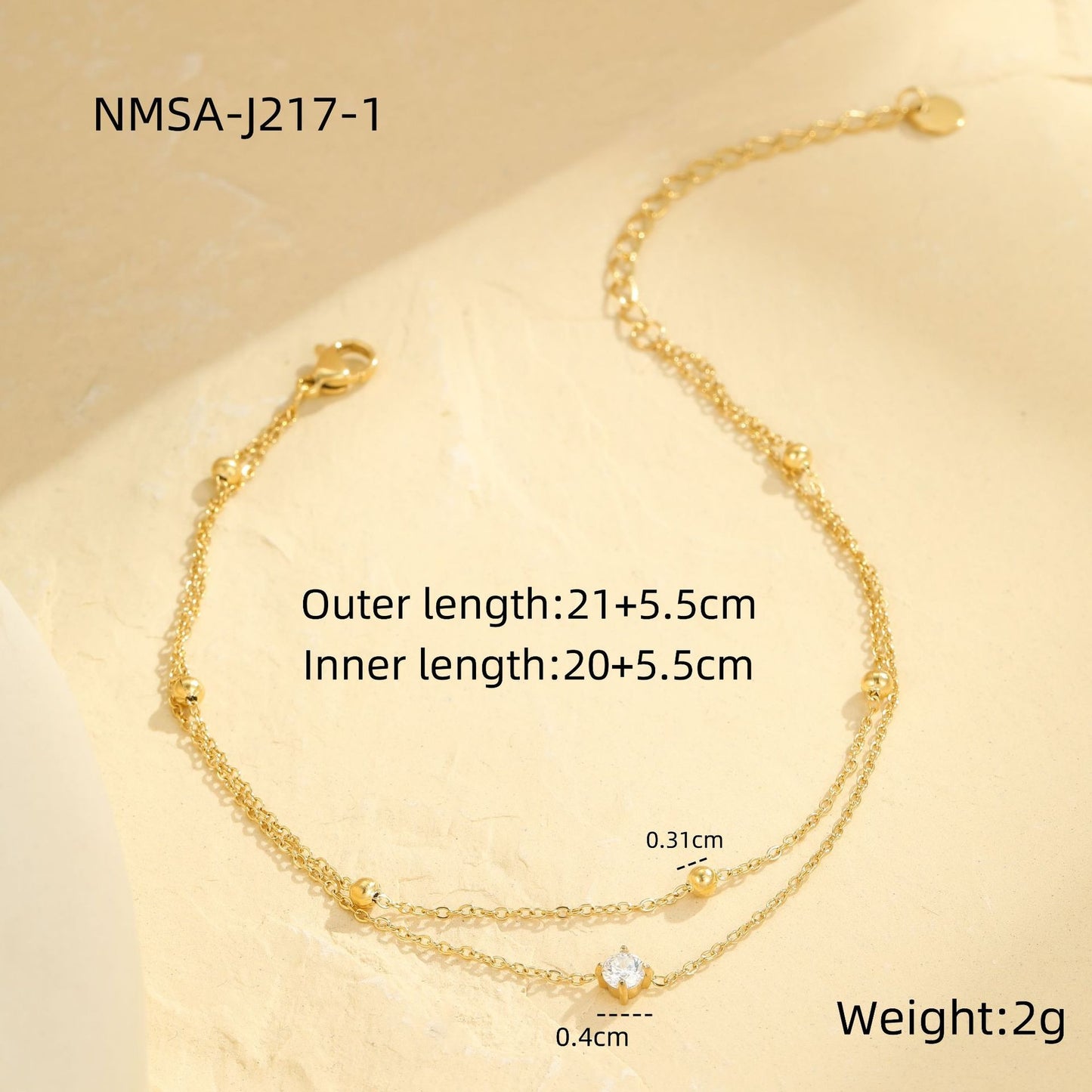 Wholesale 5 Piece Stainless Steel 18K Gold Plated Anklet Set Beach Fashion
