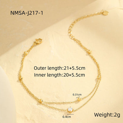 Wholesale 5 Piece Stainless Steel 18K Gold Plated Anklet Set Beach Fashion