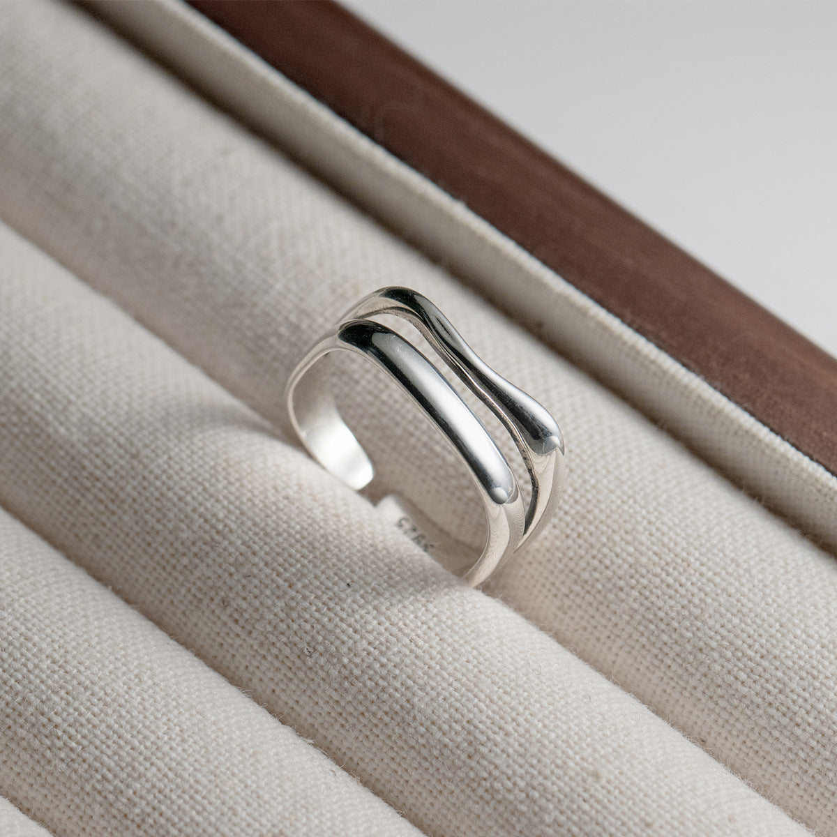 925 Sterling Silver double Fluid Wave Ring