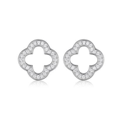 4 leaf clover ring in 925 sterling silver cubic zirconia part of wholesale 925 silver lucky clover jewelry set