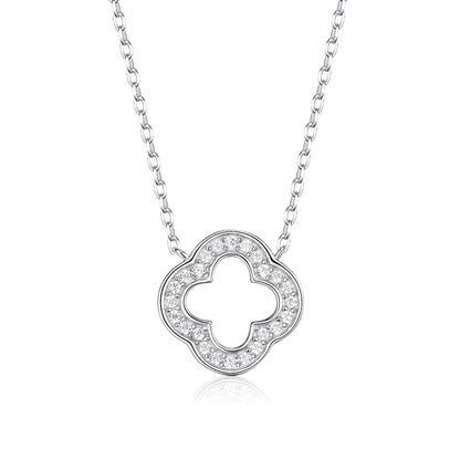 4 leaf clover pendant necklace in 925 sterling silver cubic zirconia quiet luxury jewelry gift for women