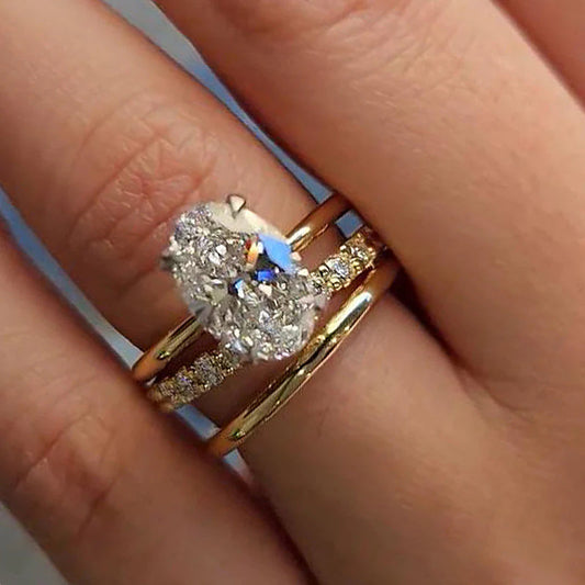 Wholesale oval cut cubic zirconia engagement ring 925 sterling silver wedding jewelry