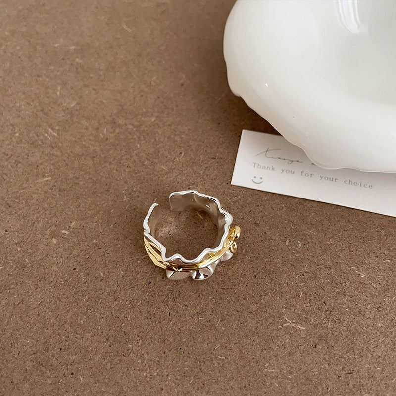Two tone brass gold plated silver bow ring wholesale minimalist statement jewelry