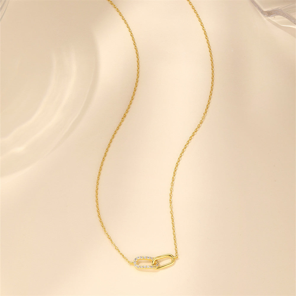 : Gold plated s925 sterling silver interlocking oval necklace jewelry set from JR Fashion Accessories.