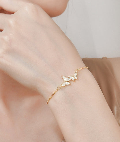 925 sterling silver Zircon Butterfly Bracelet gold plating wholesale jewelry JR fashion