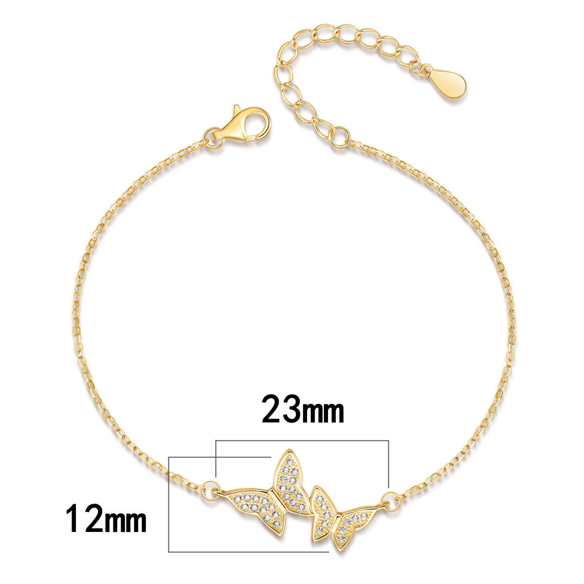 925 sterling silver Zircon Butterfly Bracelet the size of the butterfly wholesale jewelry JR fashion