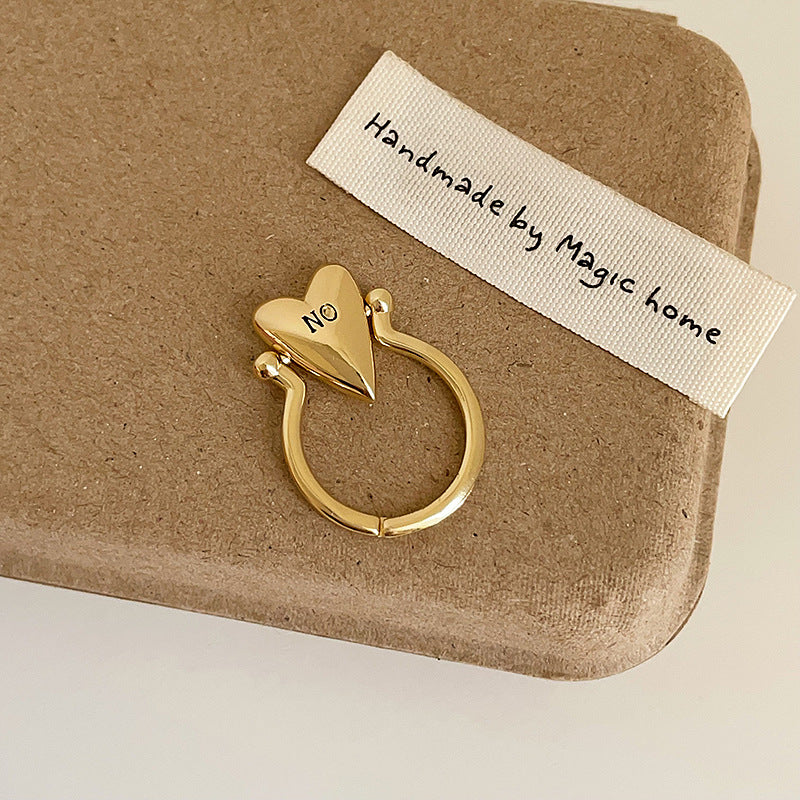 Gold and Silver Heart Letter Rings Brass Jewelry Wholesale Adjustable Fashion Rings for Women