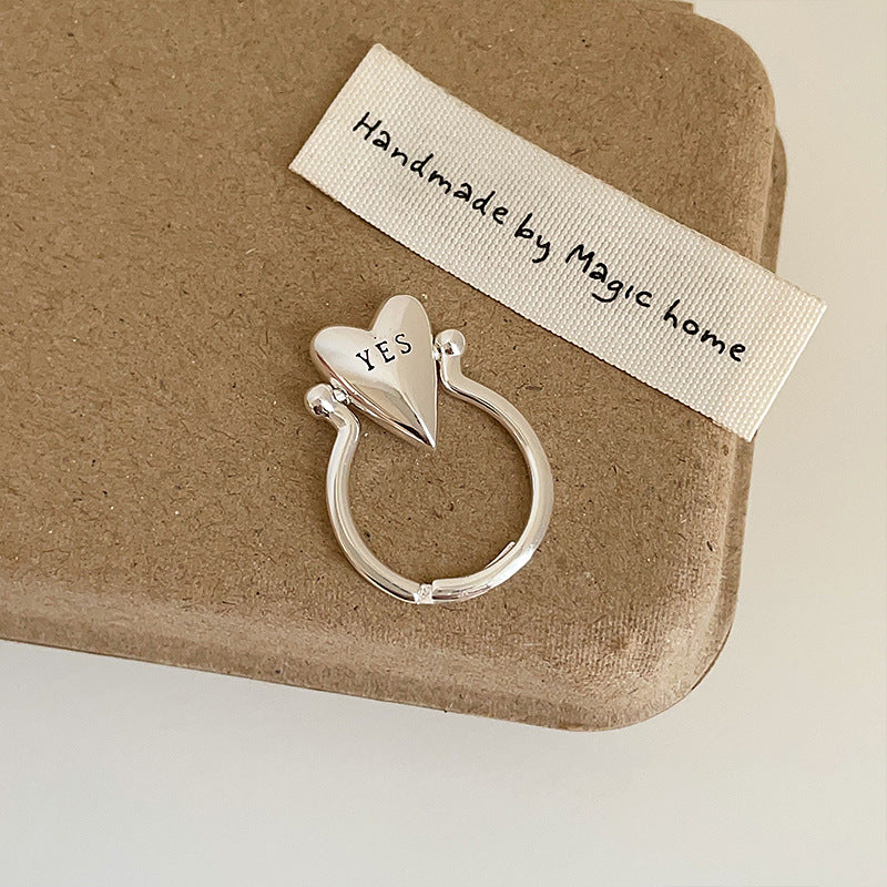 Couple Rings Heart Letter YES NO Brass Jewelry Wholesale Adjustable Rings Women