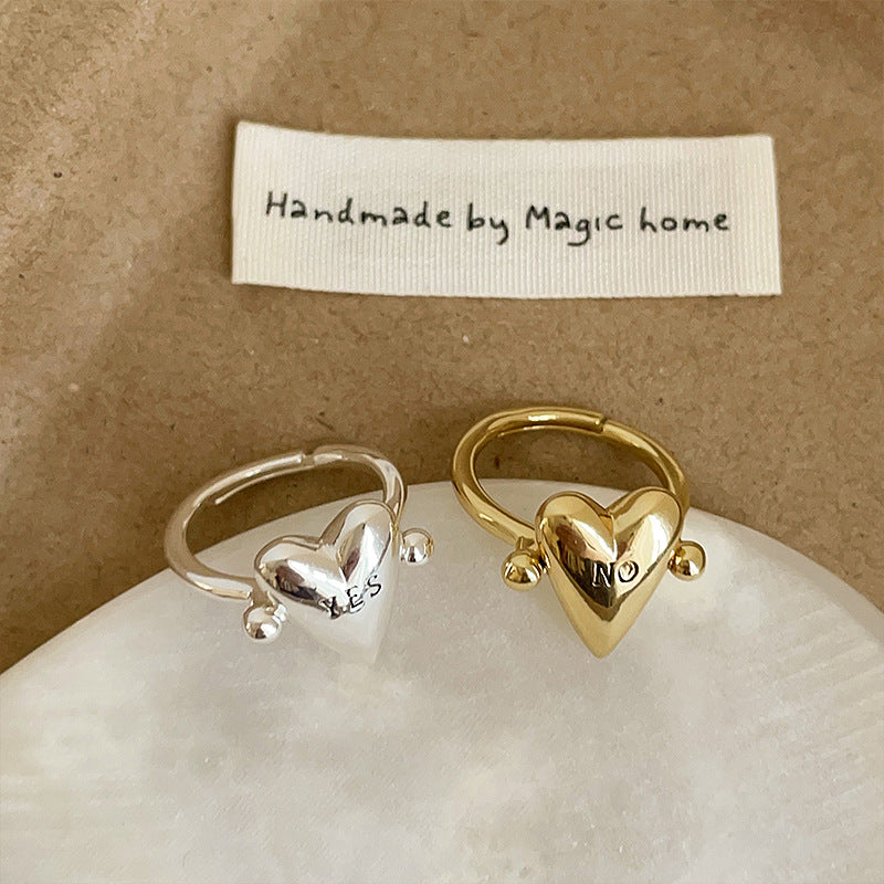 Gold Heart Letter Ring Statement Heart Ring Brass Jewelry Wholesale Valentine’s Gift Jewelry