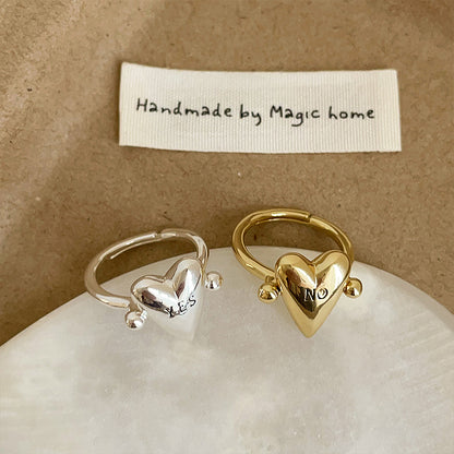 Gold Heart Letter Ring Statement Heart Ring Brass Jewelry Wholesale Valentine’s Gift Jewelry