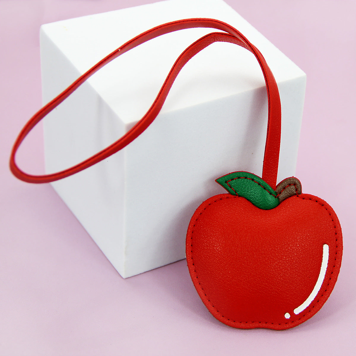 apple keychain PU leather bag charm purse keychain bulk wholesale gift