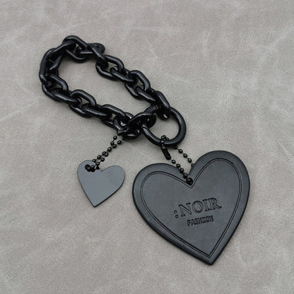 leather heart bag charms with logo