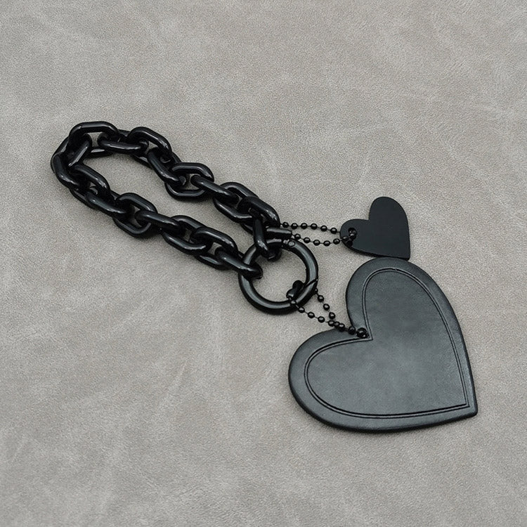 leather heart bag charms witj carabiner