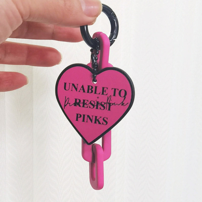 pink leather heart bag charms