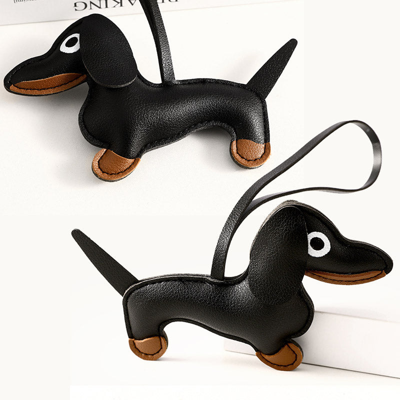 3D leather bag charm dog