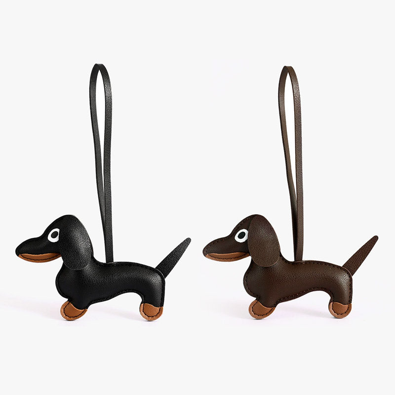 Cute leather bag charm dog