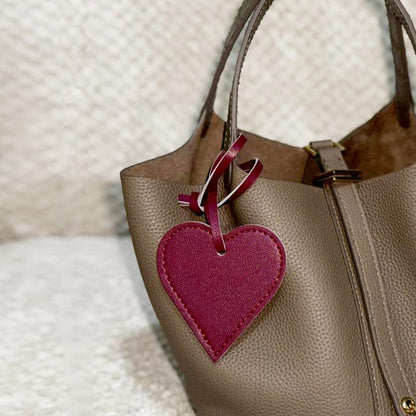 PU heart leather bag charm tag