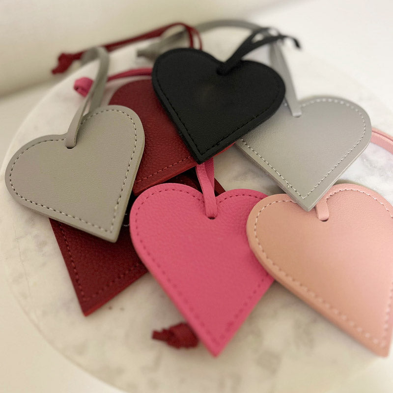 PU heart leather bag charm with strap