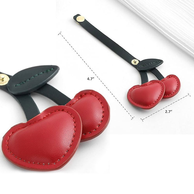 Leather cherry bag charms accessories tag

