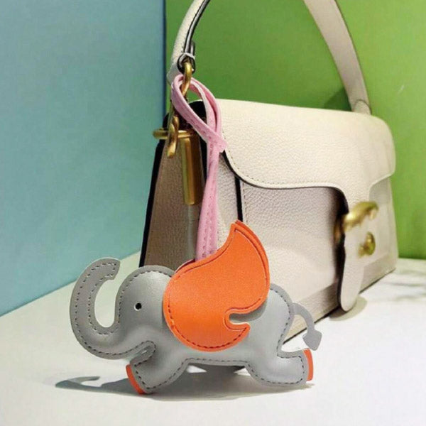 cute kids animal leather elephant bag charm with strap (5 pcs)