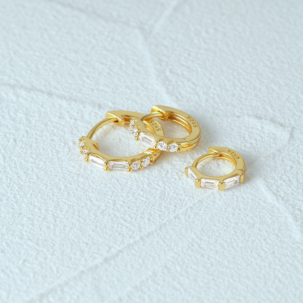 Wholesale Gold Plated S925 Silver CZ Huggie Hoops for Jewelry Retailers