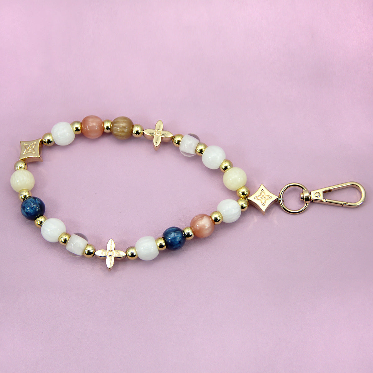 beaded phone charm acrylic phone strap bracelet chain with multicolor beads bulk wholesale