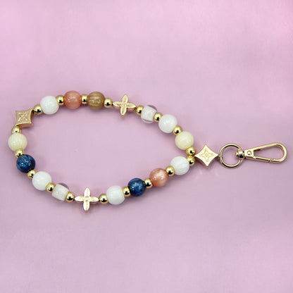beaded phone charm acrylic phone strap bracelet chain with multicolor beads bulk wholesale