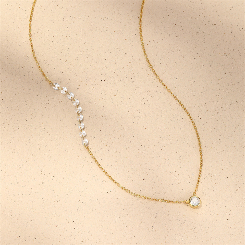 High polish S925 silver bezel set zircon necklace for boutique retailers.